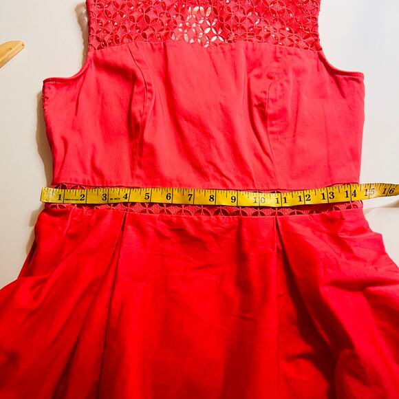 Calvin Klein Lace Cut Out Sleeveless Pleated Dress Size 10 Pink - Picture 7 of 10